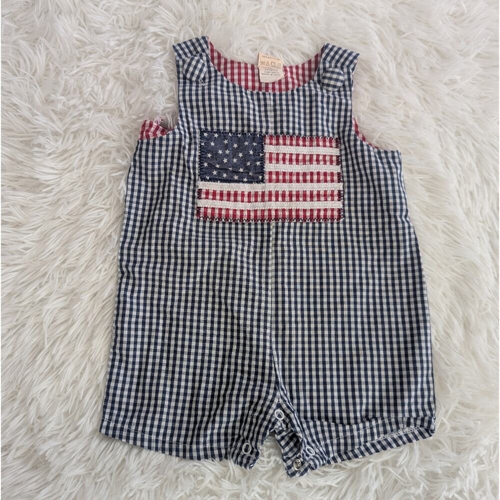 Baby Boys Americana Flag Applique Romper Approx 6 Months Fit